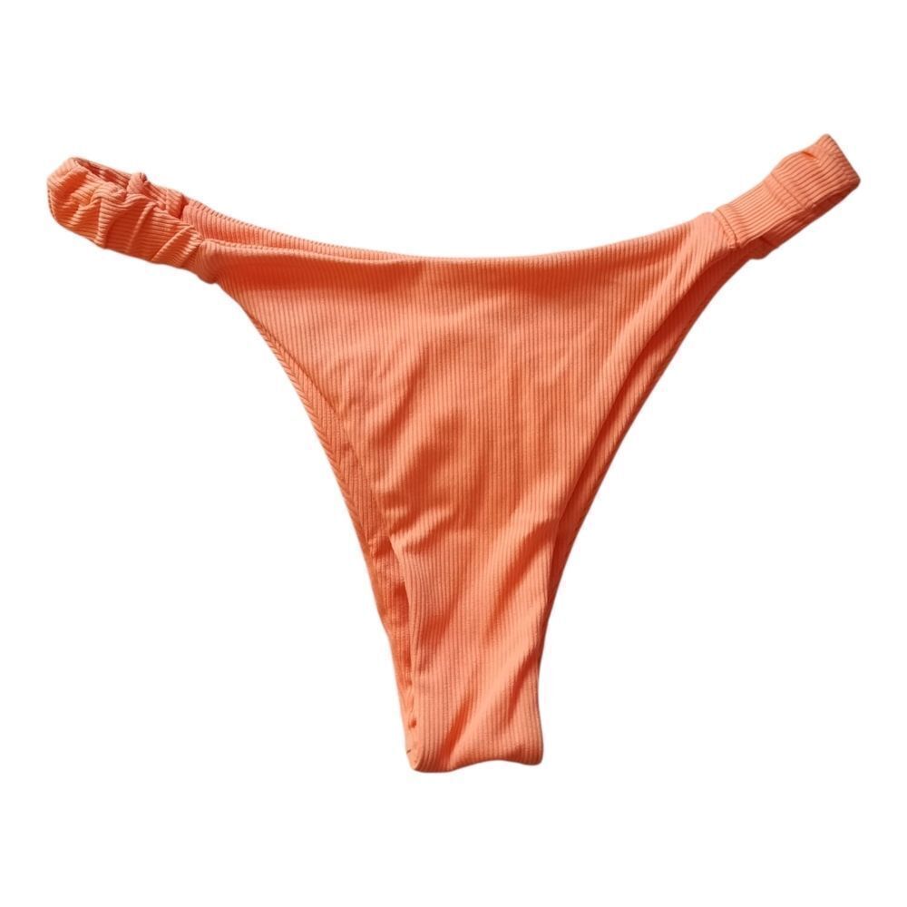 Zaful Coral Ribbed Bikini Bottom